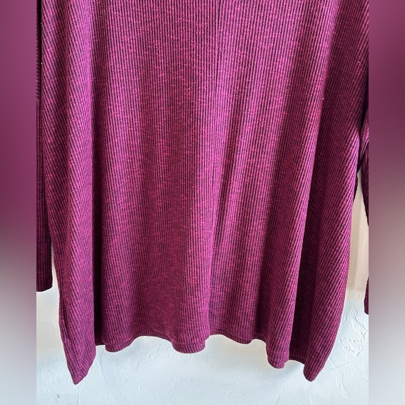 Lane Bryant Dark Wine Cowl Neck Ribbed Slouchy Loose Fit Sweater Top Sz 14/16 - Picture 8 of 12